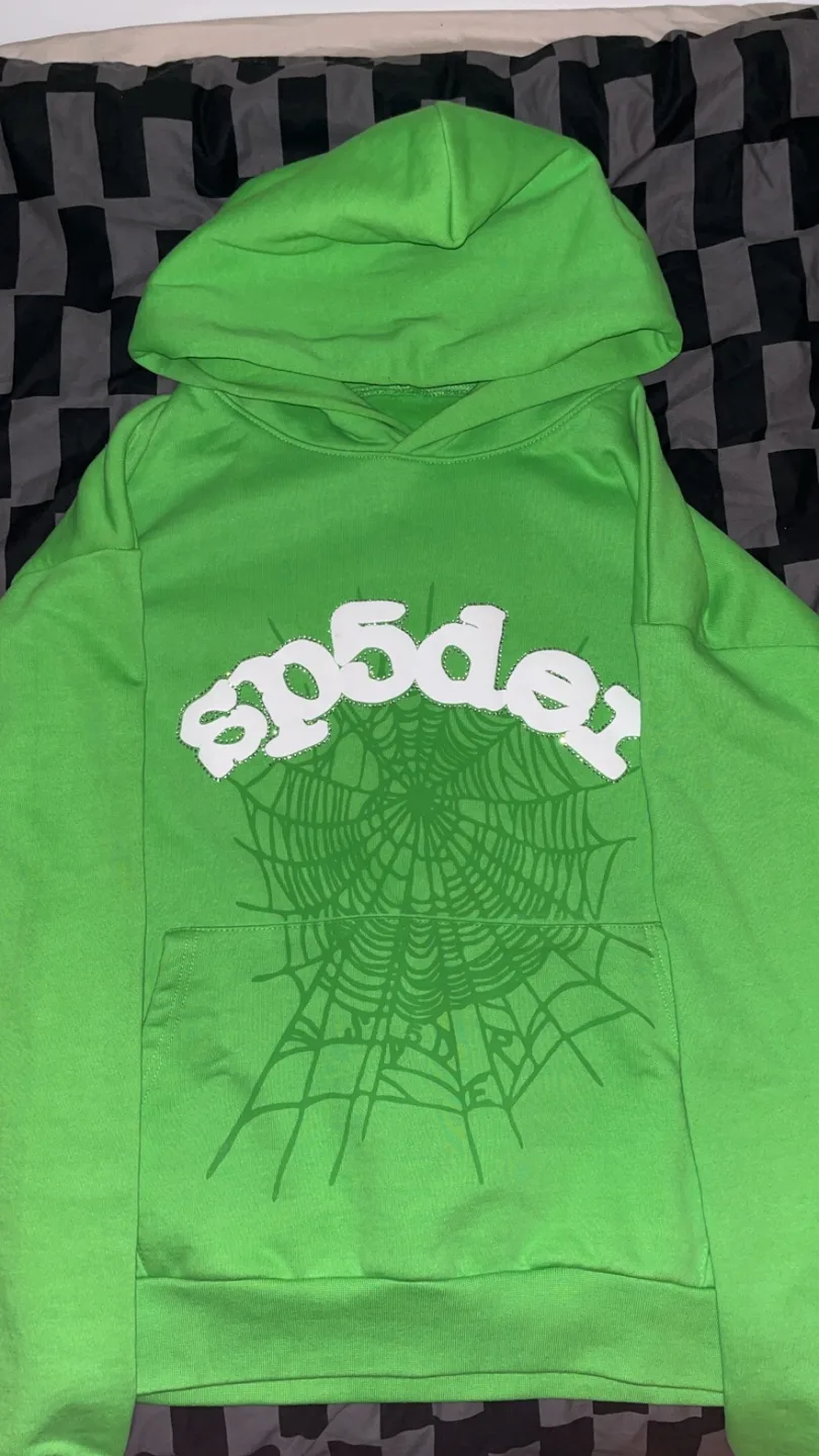 Sp5der Lime Green Hoodie Size Large thumbnail