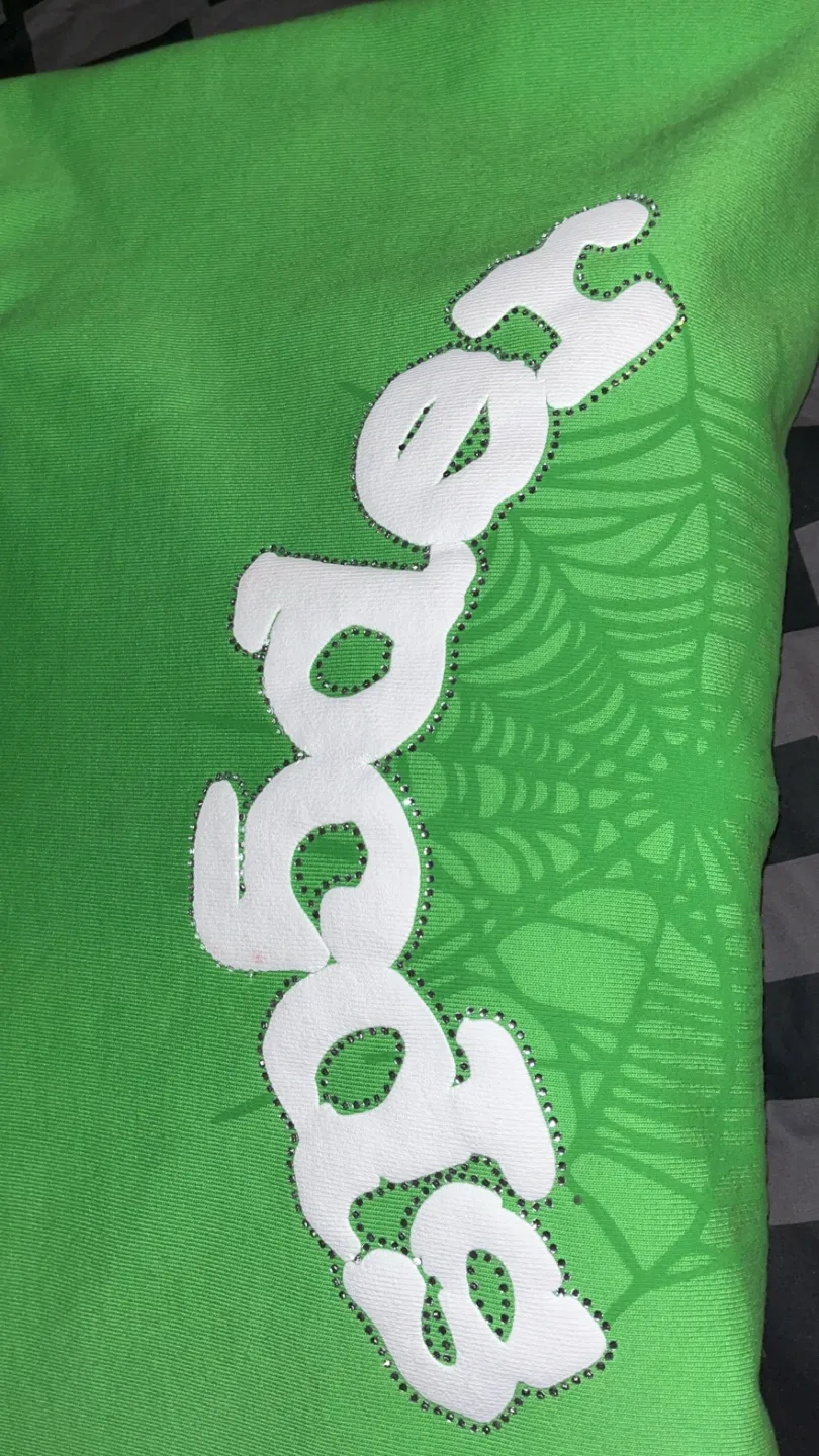 Sp5der Lime Green Hoodie Size Large image indicator(4)