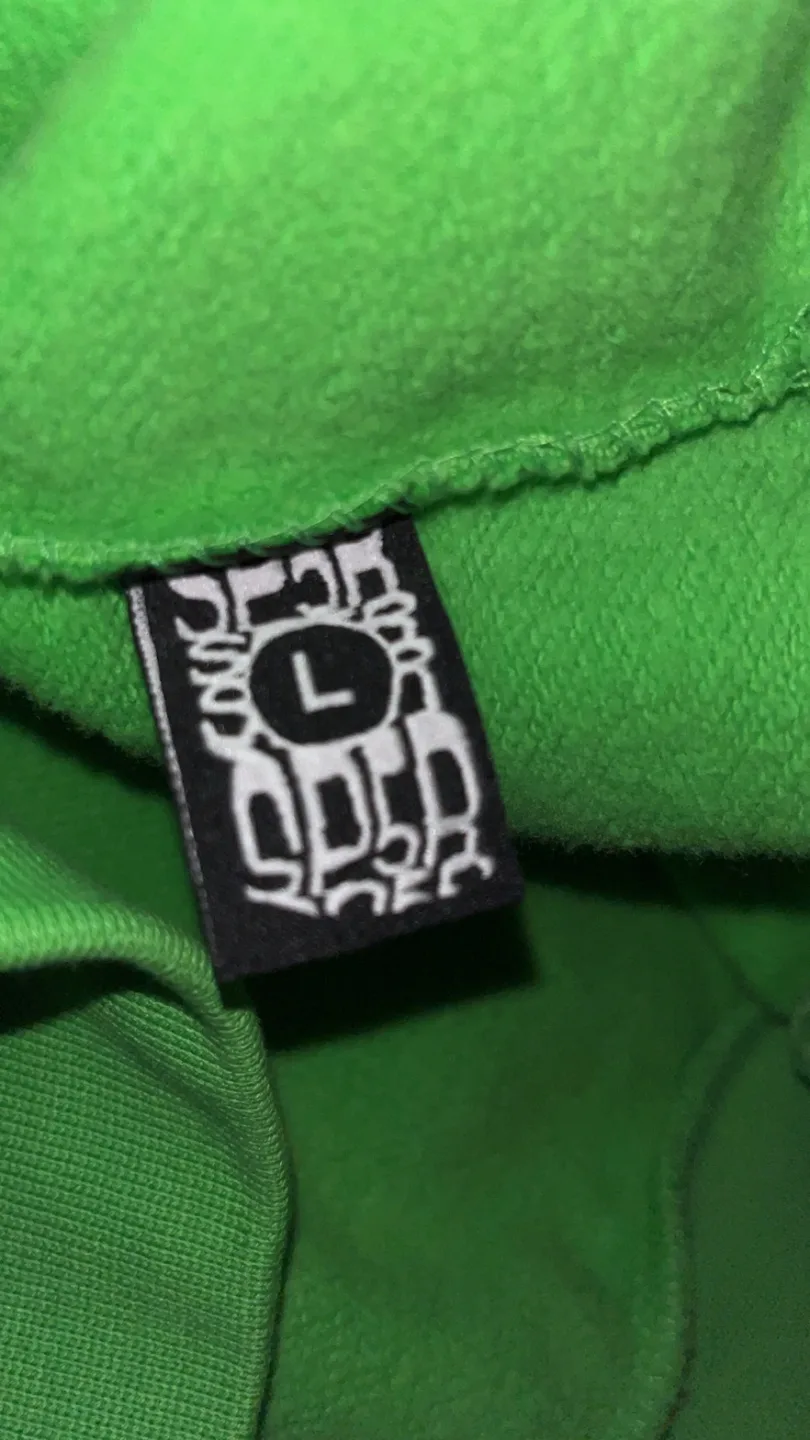 Sp5der Lime Green Hoodie Size Large image indicator(5)