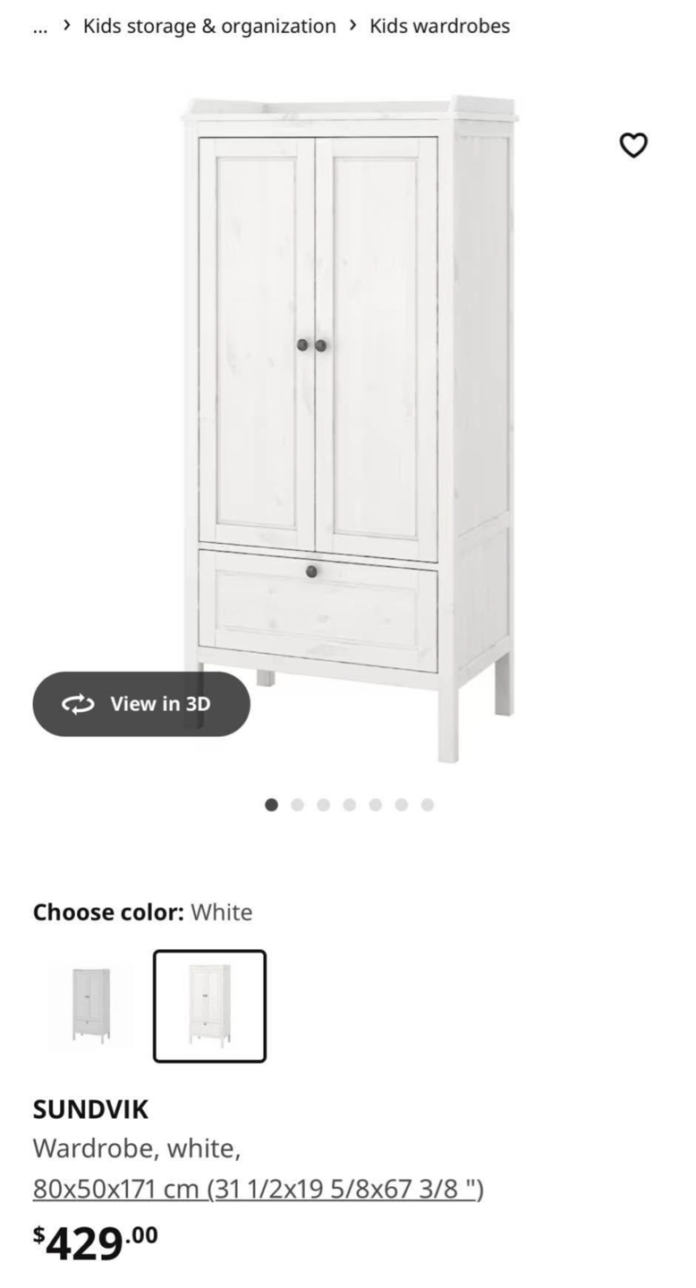IKEA SUNDVIK Wardrobe - White