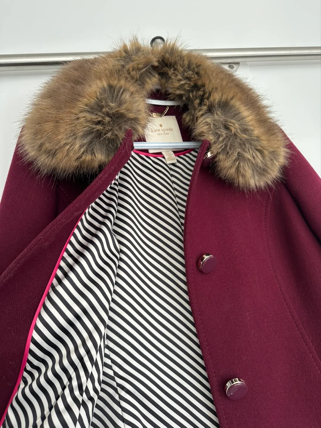 Kate Spade New York Peacoat w/ Faux Fur Collar - Size L/G image indicator(2)