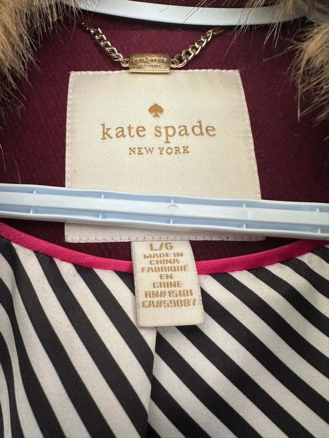 Kate Spade New York Peacoat w/ Faux Fur Collar - Size L/G image indicator(3)