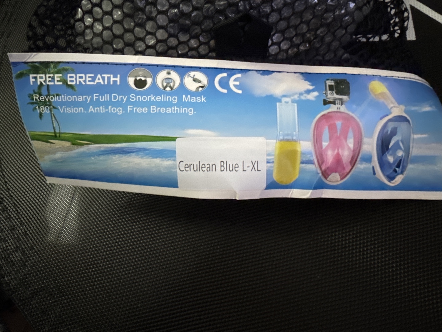 Full Face Snorkel Mask - Cerulean Blue, L-XL