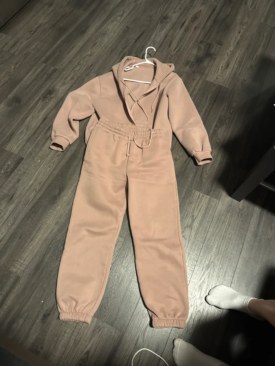 Pink Fleece Zip-Up Hoodie and Joggers Set thumbnail