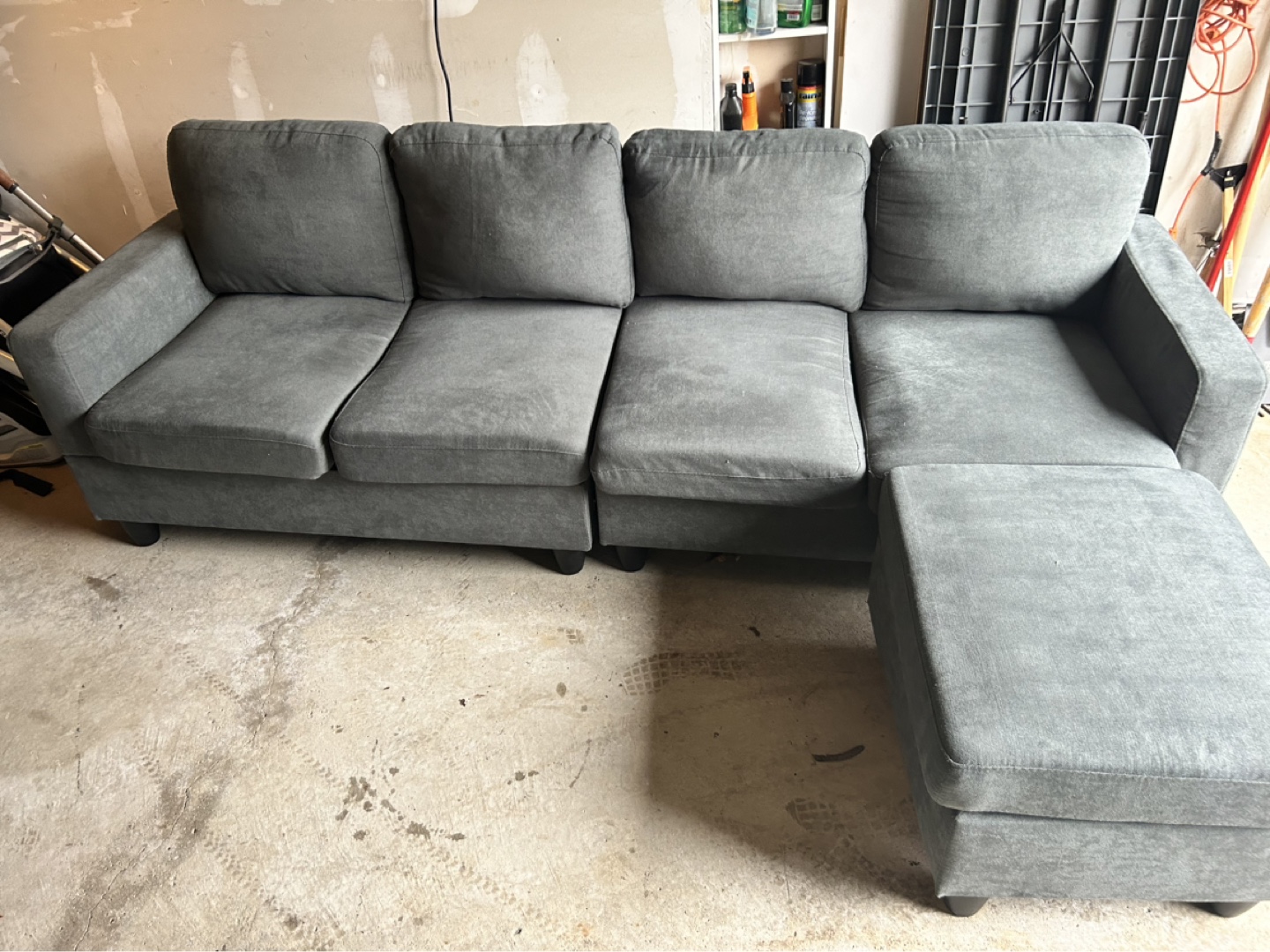 Grey Sectional Sofa with Ottoman - photo 2