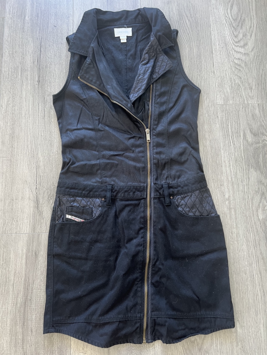 Diesel Black Denim Zip-Up Dress Youth XL/ Adult XS/S