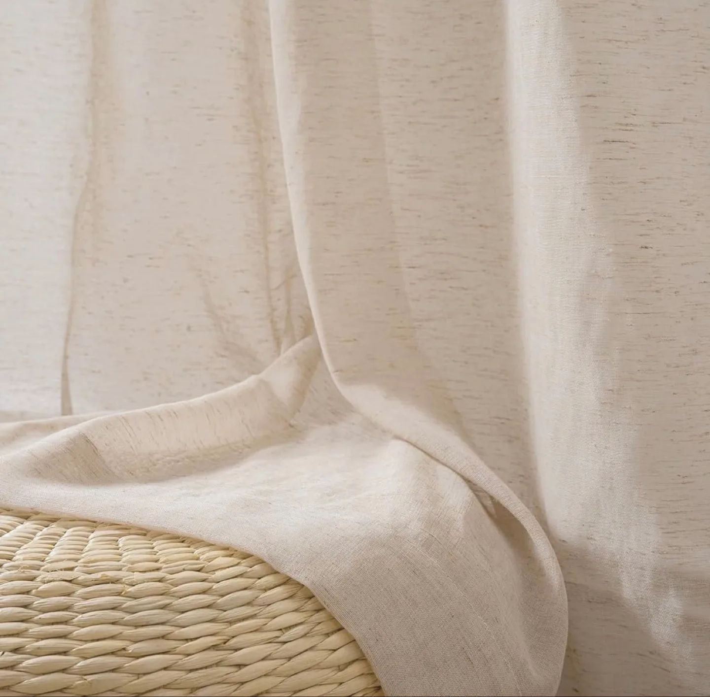 Light Filtering linen Sheer Curtains, 52” x 84”, 2 panels image indicator(3)