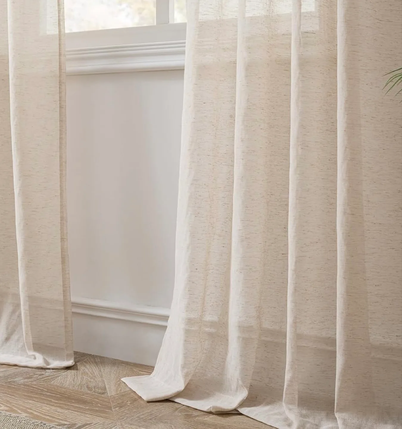 Light Filtering linen Sheer Curtains, 52” x 84”, 2 panels image indicator(4)