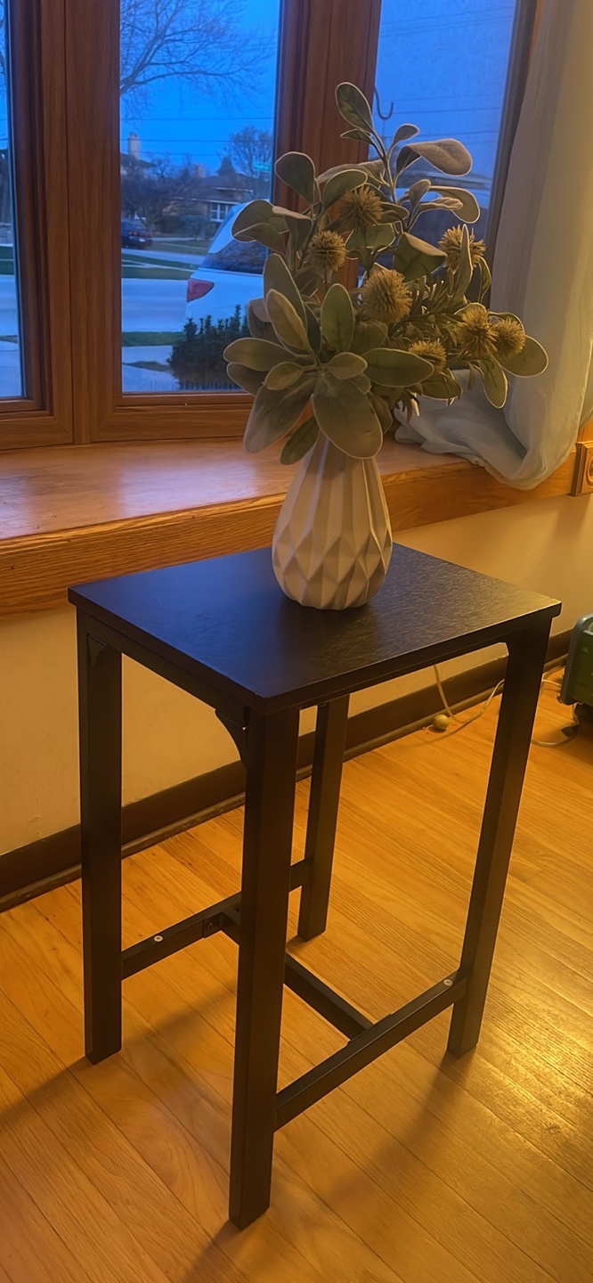 Dark Wood End Table with Metal Frame - photo 2