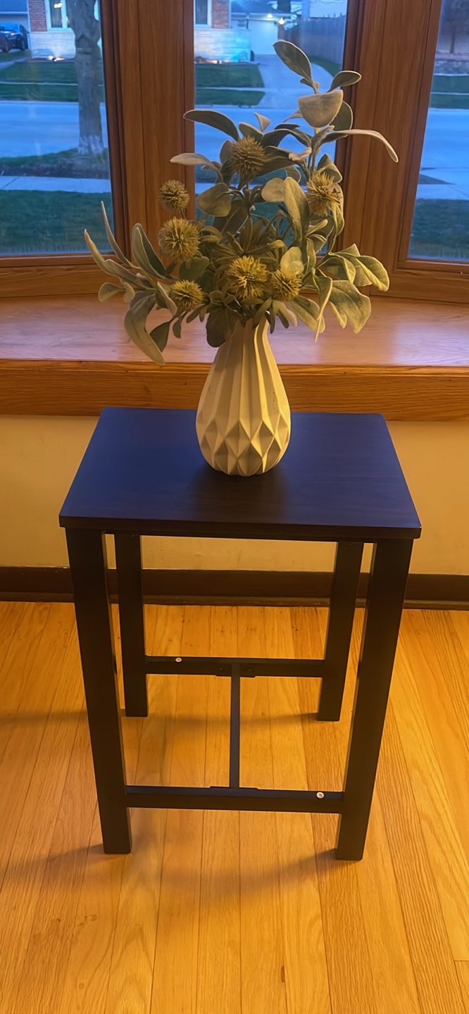 Dark Wood End Table with Metal Frame