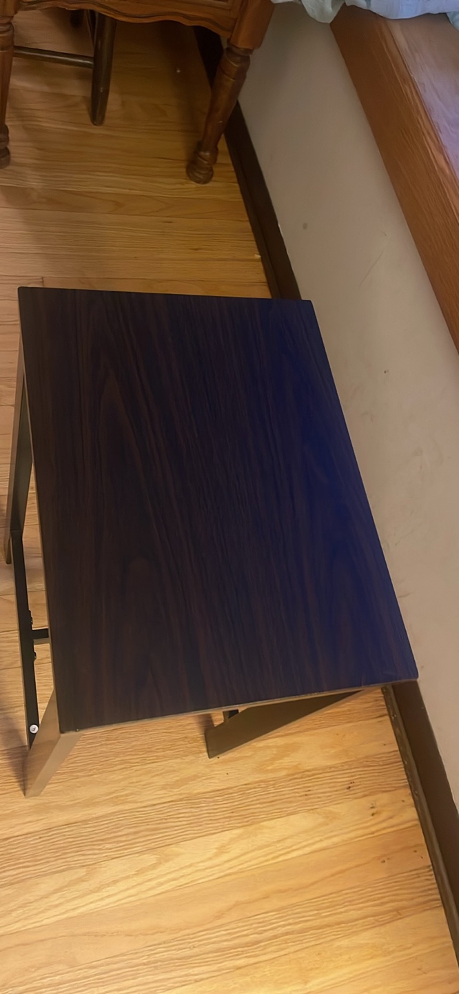 Dark Wood End Table with Metal Frame - photo 3