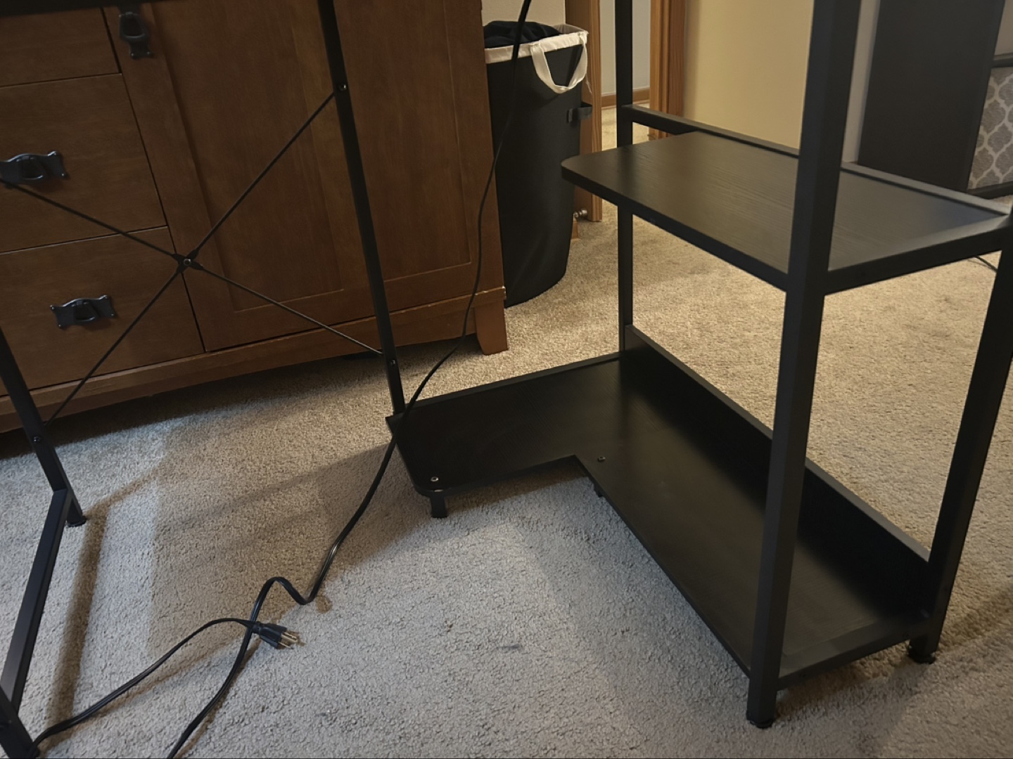 L-Shaped Computer Desk with Built-in Power Strip and Storage - photo 3