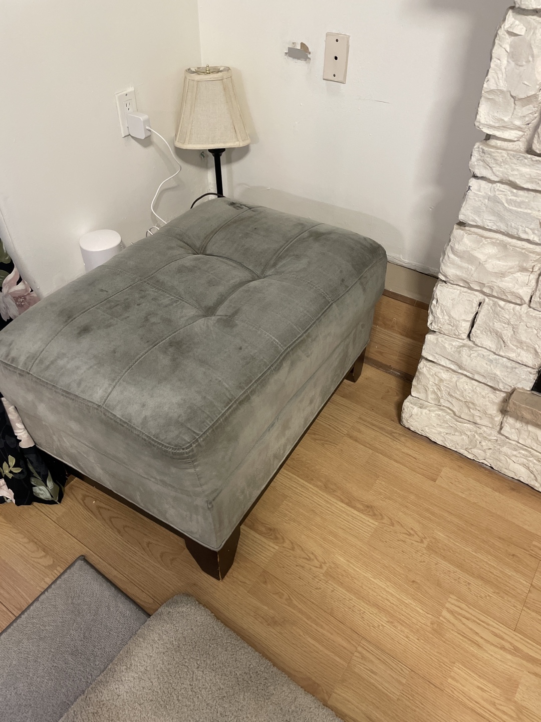 Grey Fabric Ottoman