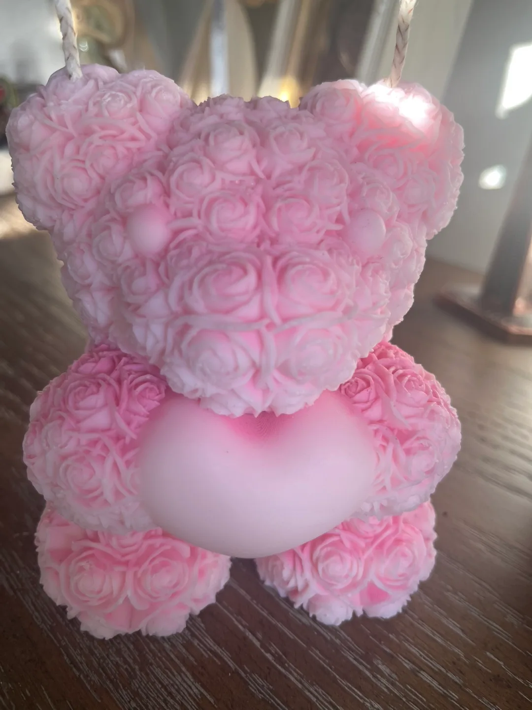 Pink Rose Bear Candle thumbnail