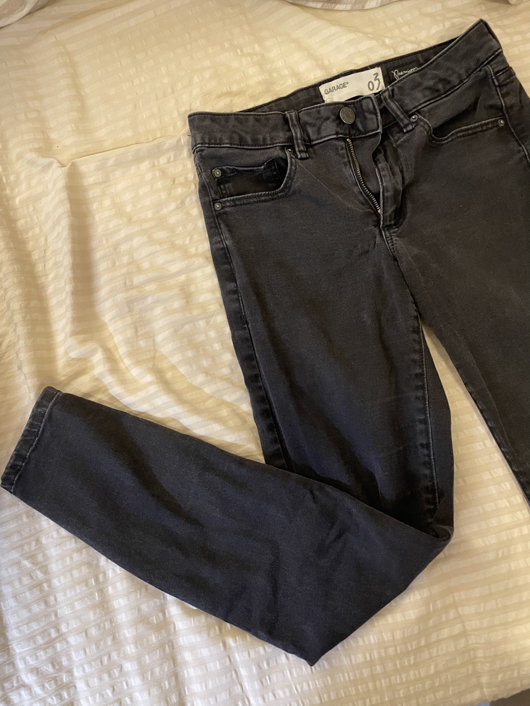 Garage Mid Rise Black Skinny Jeans