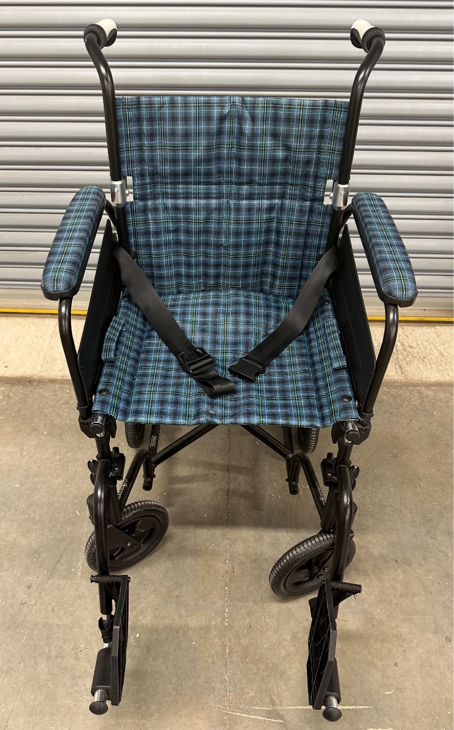Lightweight Transport Wheelchair - Blue Plaid