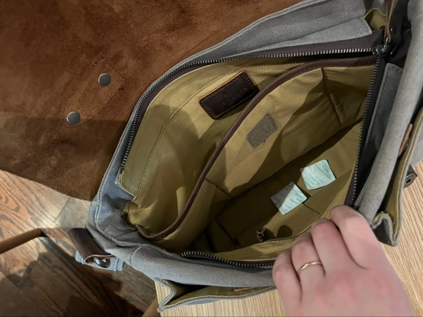 Vintage Leather and Canvas Messenger Bag image indicator(3)