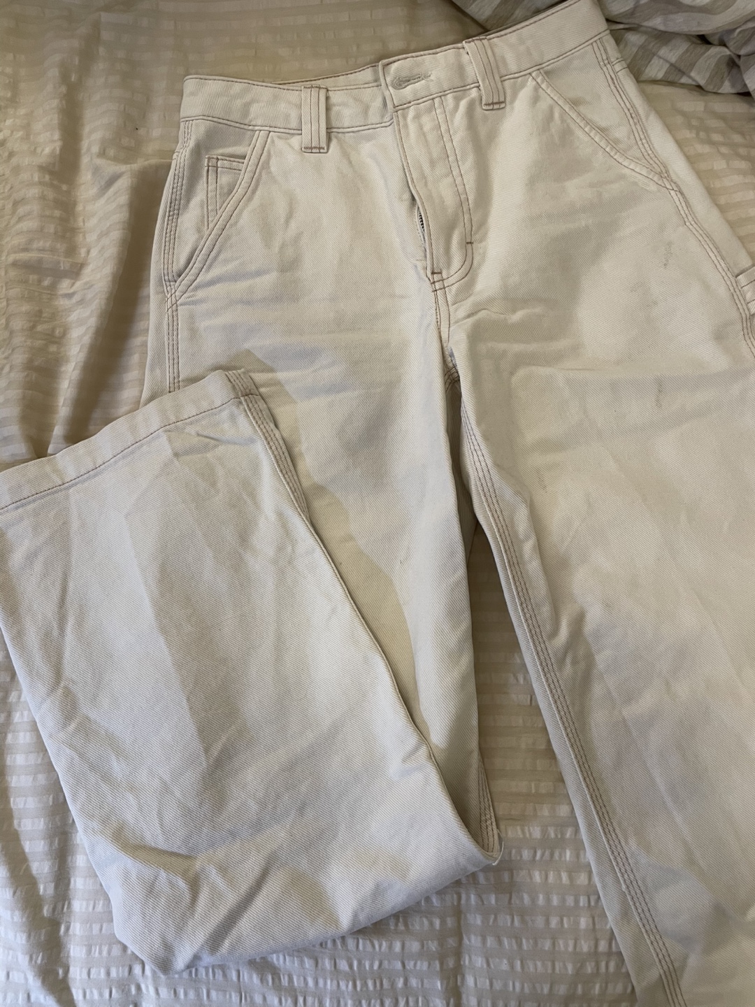 TNA Size 0 Cream Carpenter Jeans