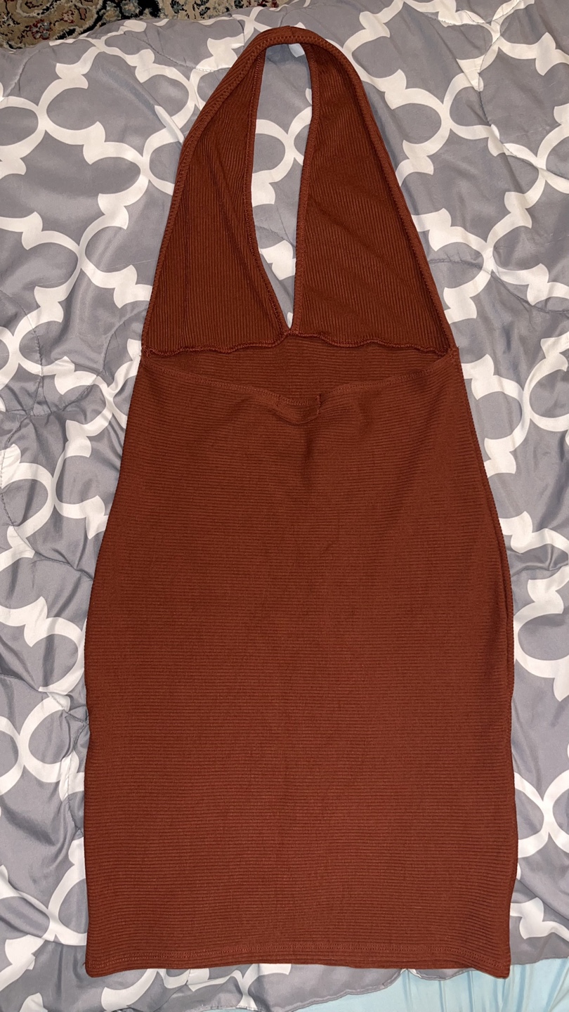 Rust-Colored Halter Mini Dress - photo 2
