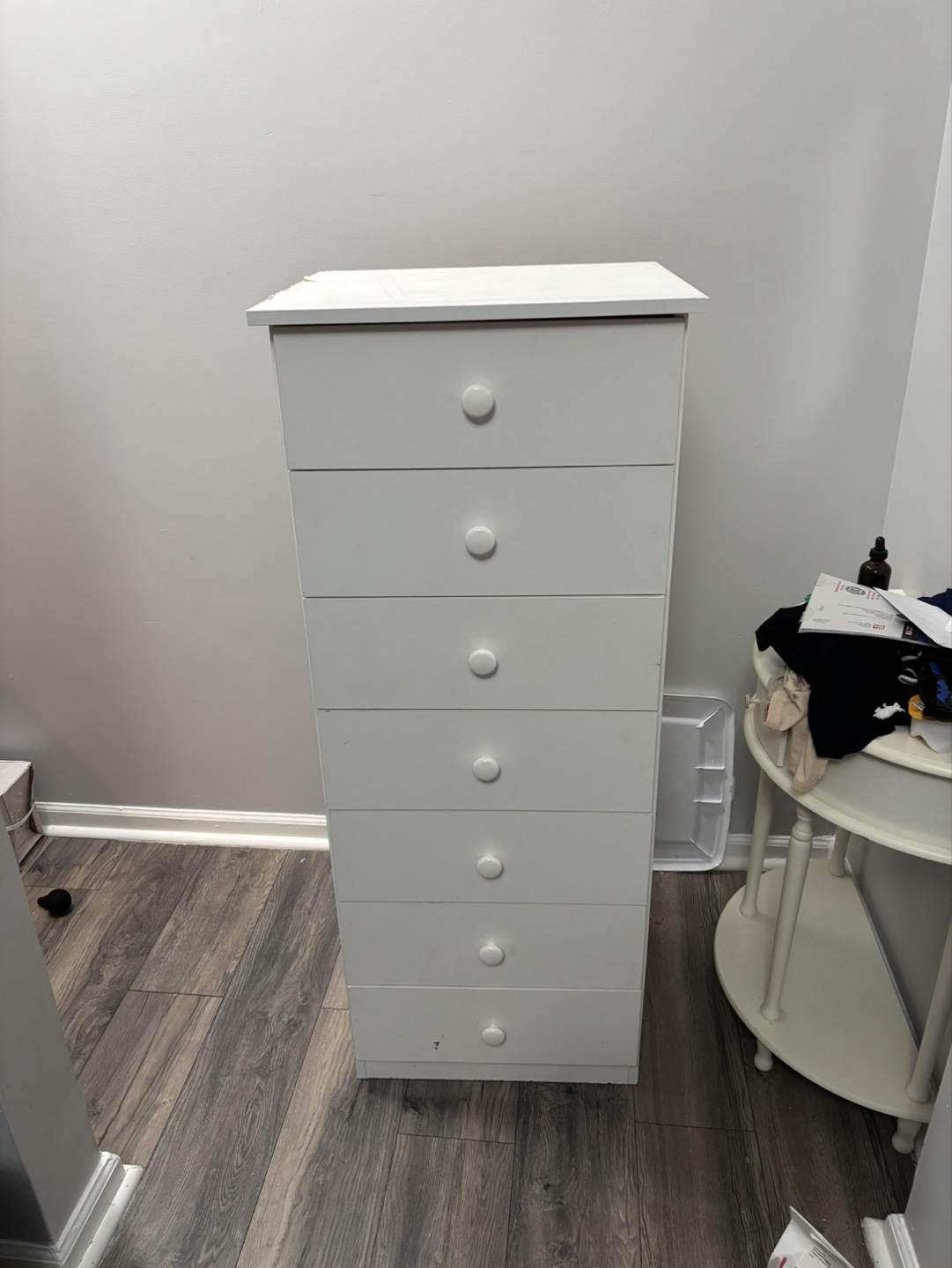 White 6-Drawer Tallboy Dresser