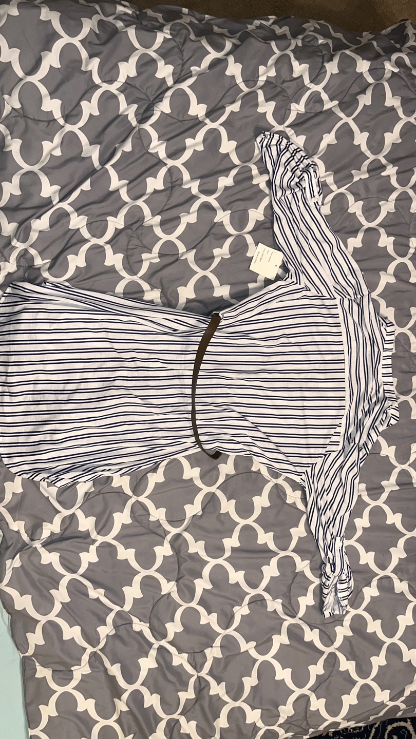 Striped shirt dress with belt - photo 2