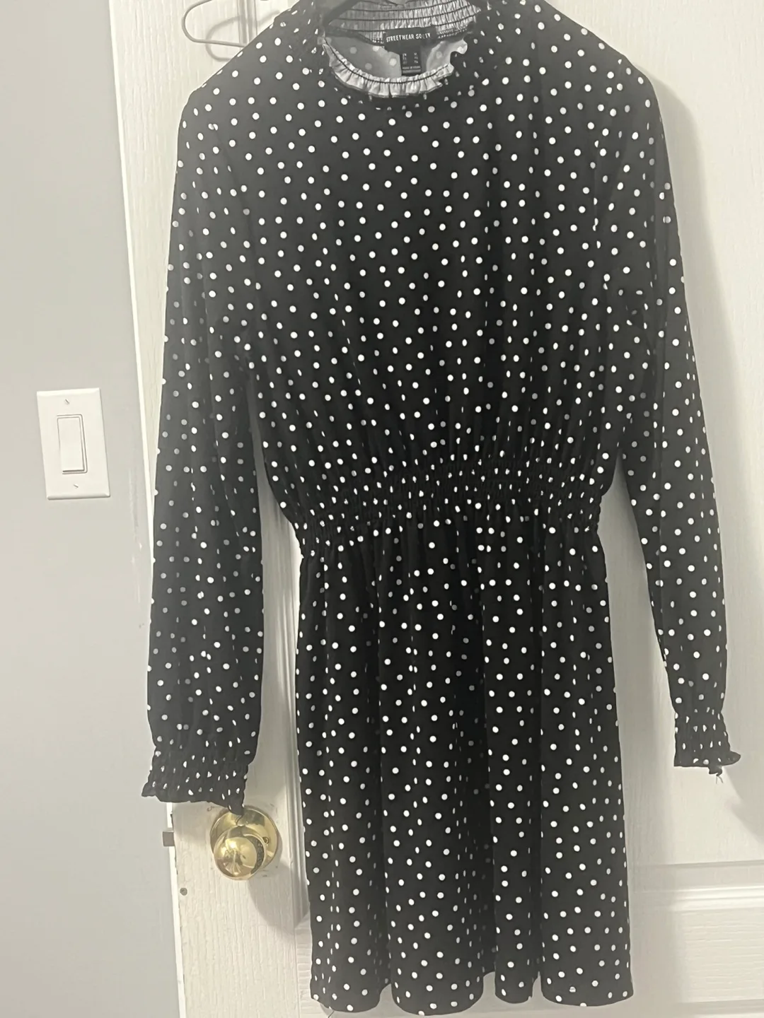 💚Street wear society Black and White Polka Dot Mini Dress thumbnail