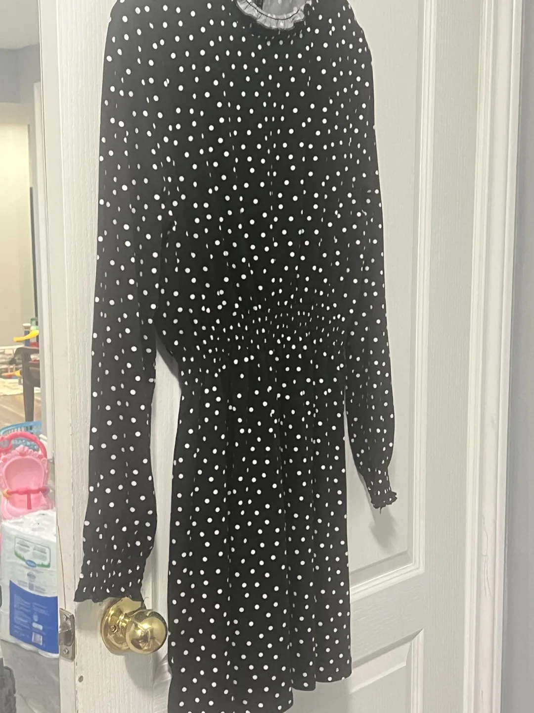 💚Street wear society Black and White Polka Dot Mini Dress image indicator(2)