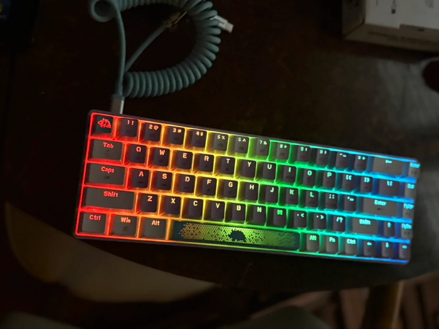 61-Key RGB Mechanical Keyboard with Two Detachable Cables image indicator(4)