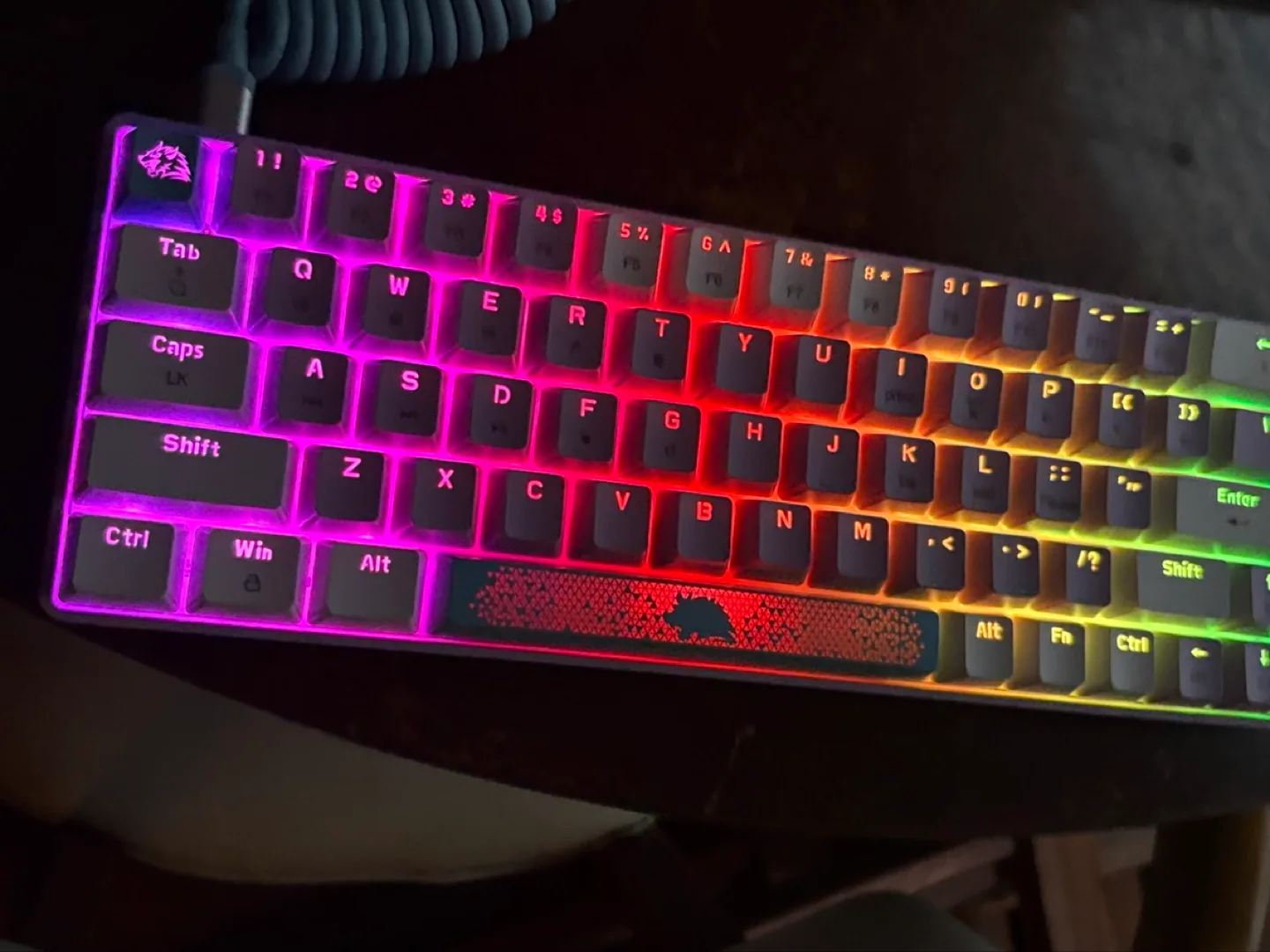 61-Key RGB Mechanical Keyboard with Two Detachable Cables image indicator(3)