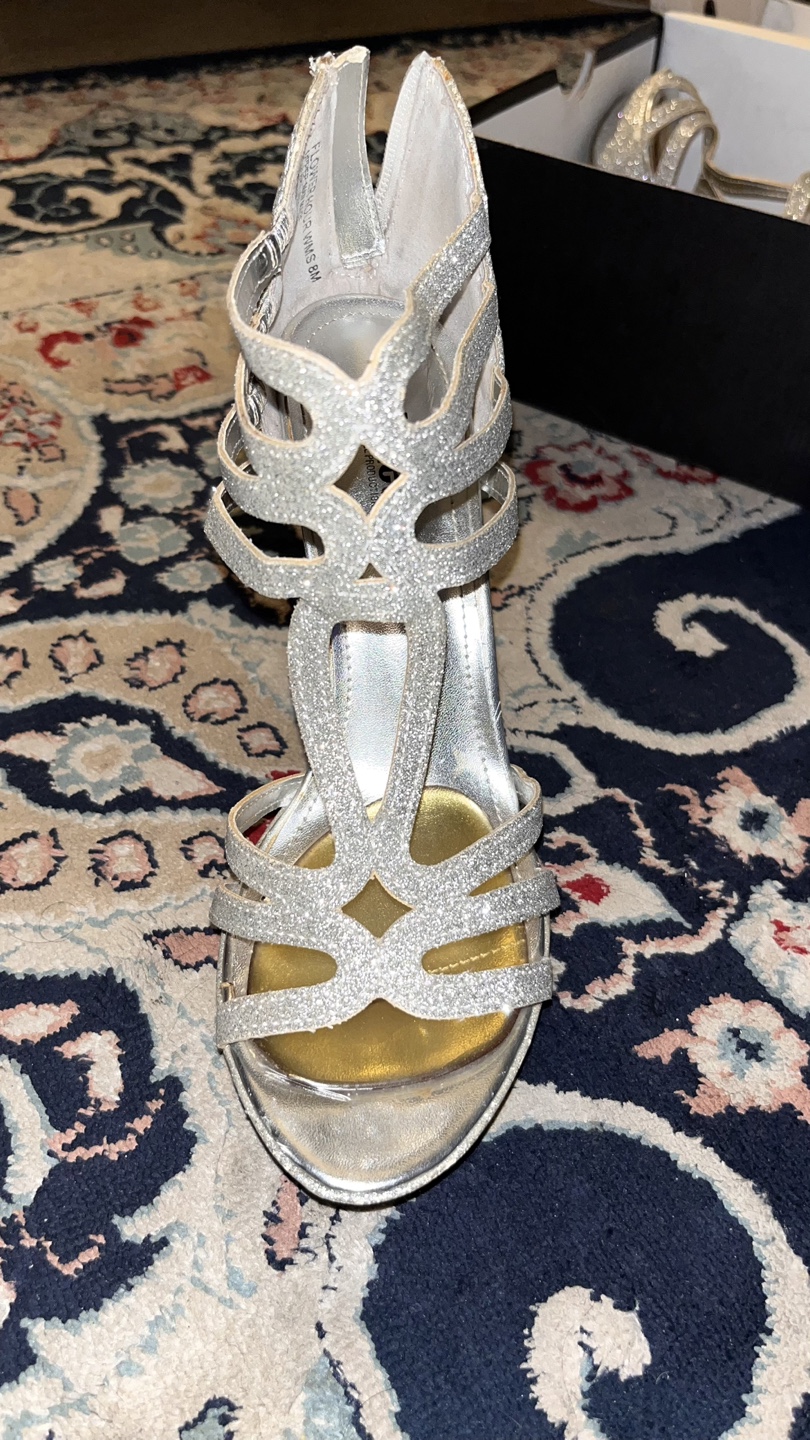 Silver Glitter High Heel Sandals