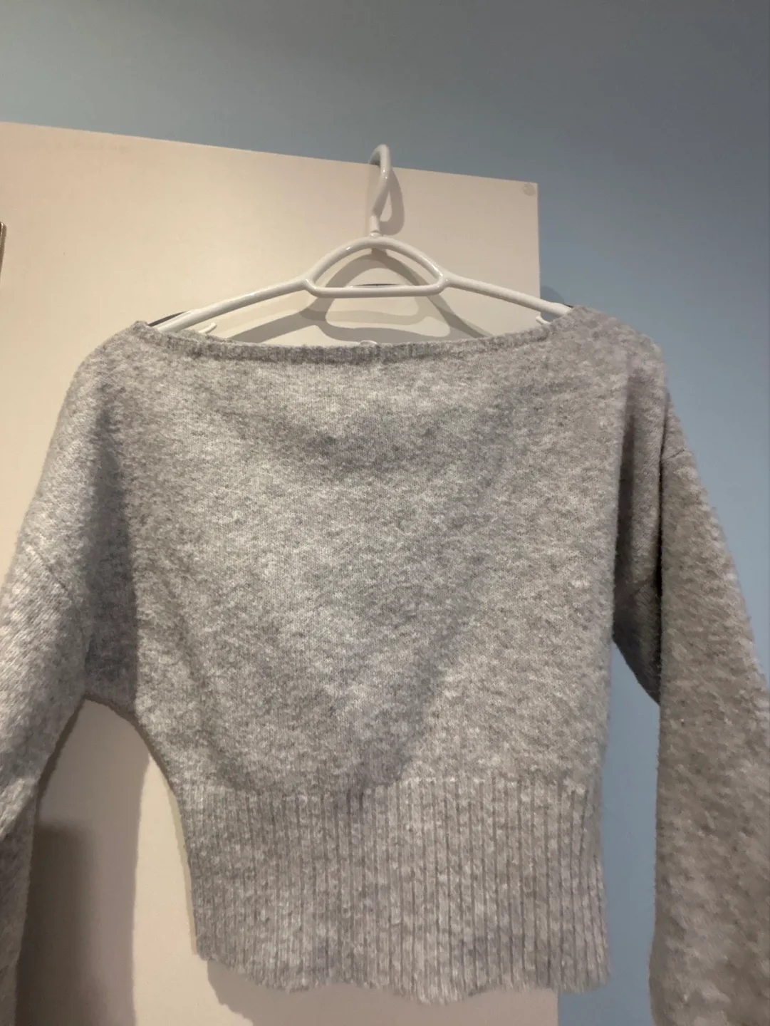 Garage Grey Off-the-Shoulder Knit Sweater - Size P/S image indicator(2)