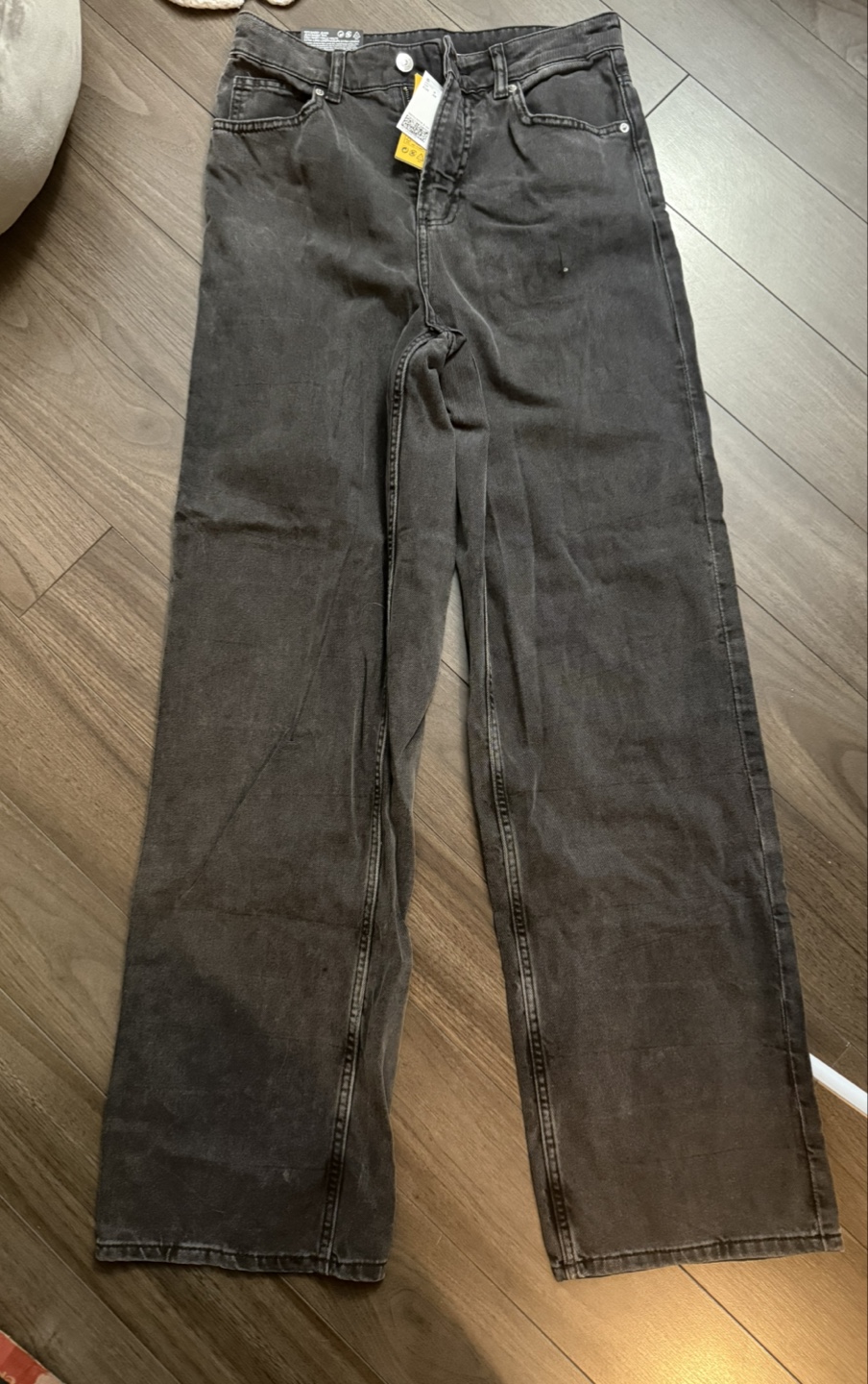 H&M Women's Dark Grey Wide Leg Jeans