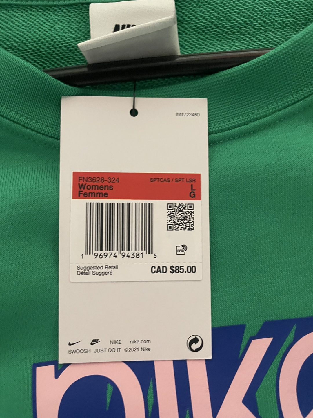 Nike Women's Green Crewneck Sweatshirt Size Large - photo 2