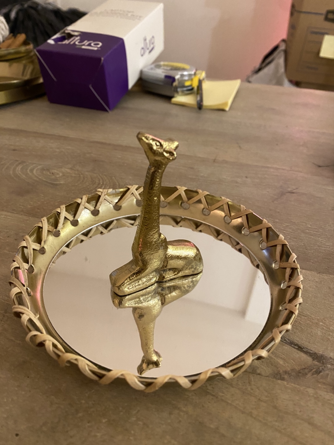 Vintage Brass Giraffe Ring Dish