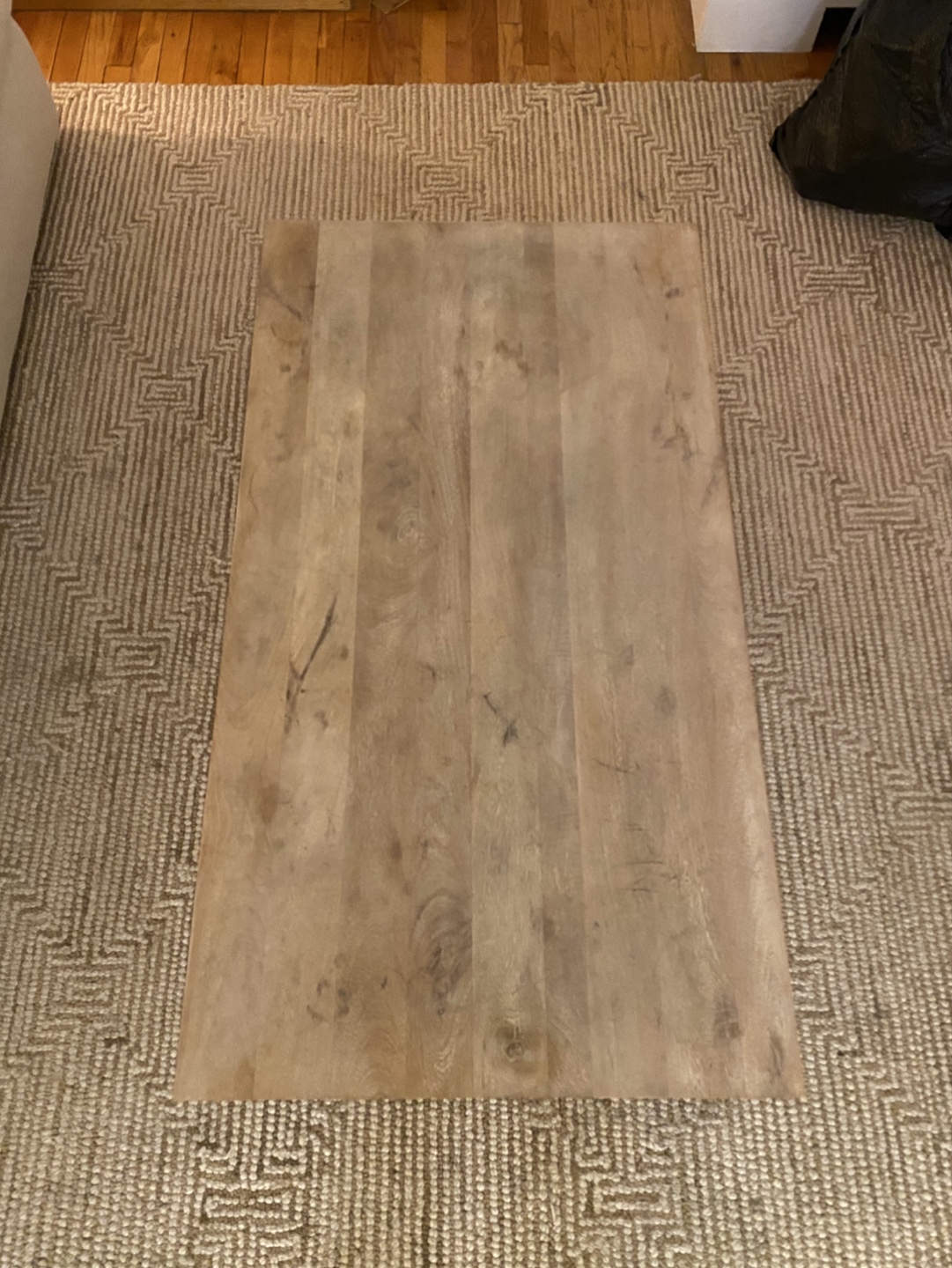 West Elm Modern Mango Wood Coffee Table with Black Metal Frame - photo 2