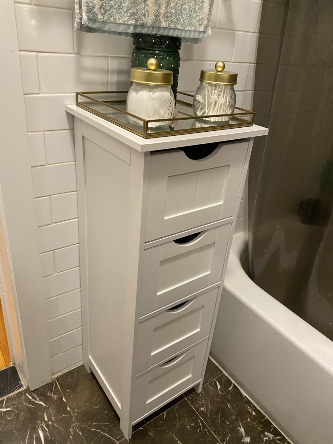 White 4-Drawer Bathroom Storage Cabinet