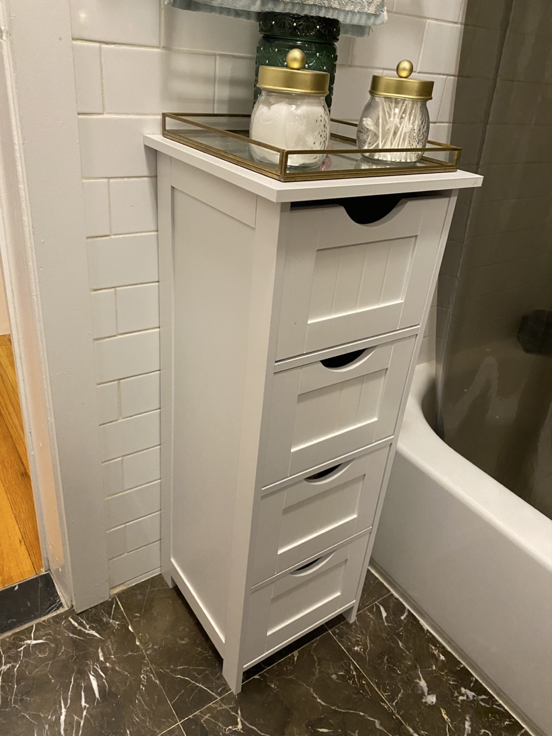White 4-Drawer Bathroom Storage Cabinet - photo 2