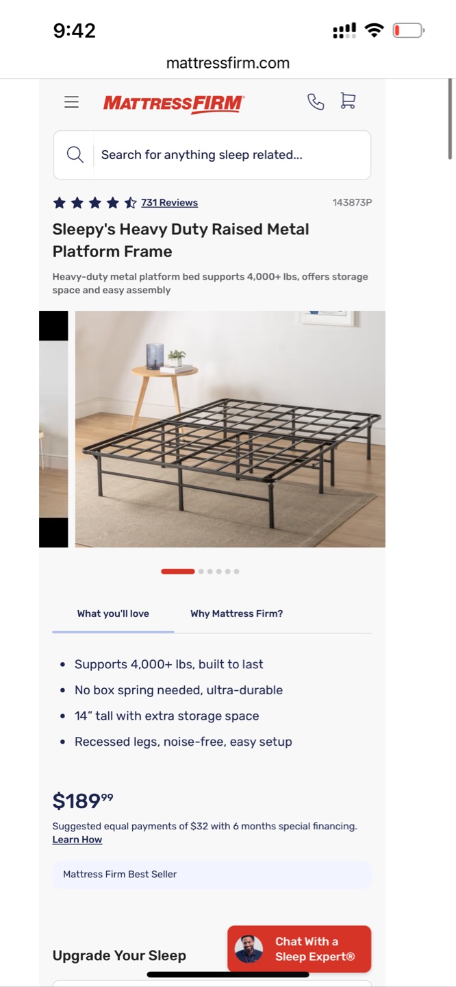 Raised Metal Platform Bed Frame (full)