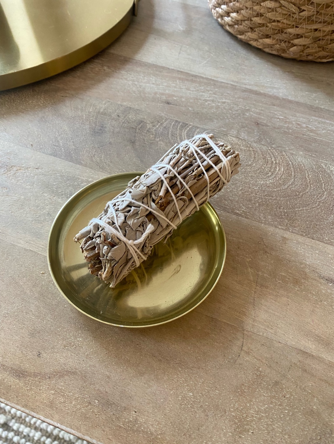 Gold Metal Tray Set with Wooden Lidded Container - photo 5