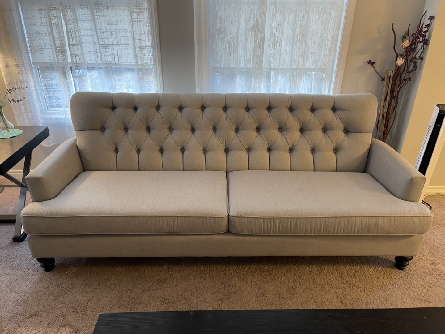 Light Grey Button Tufted Sofa - photo 2