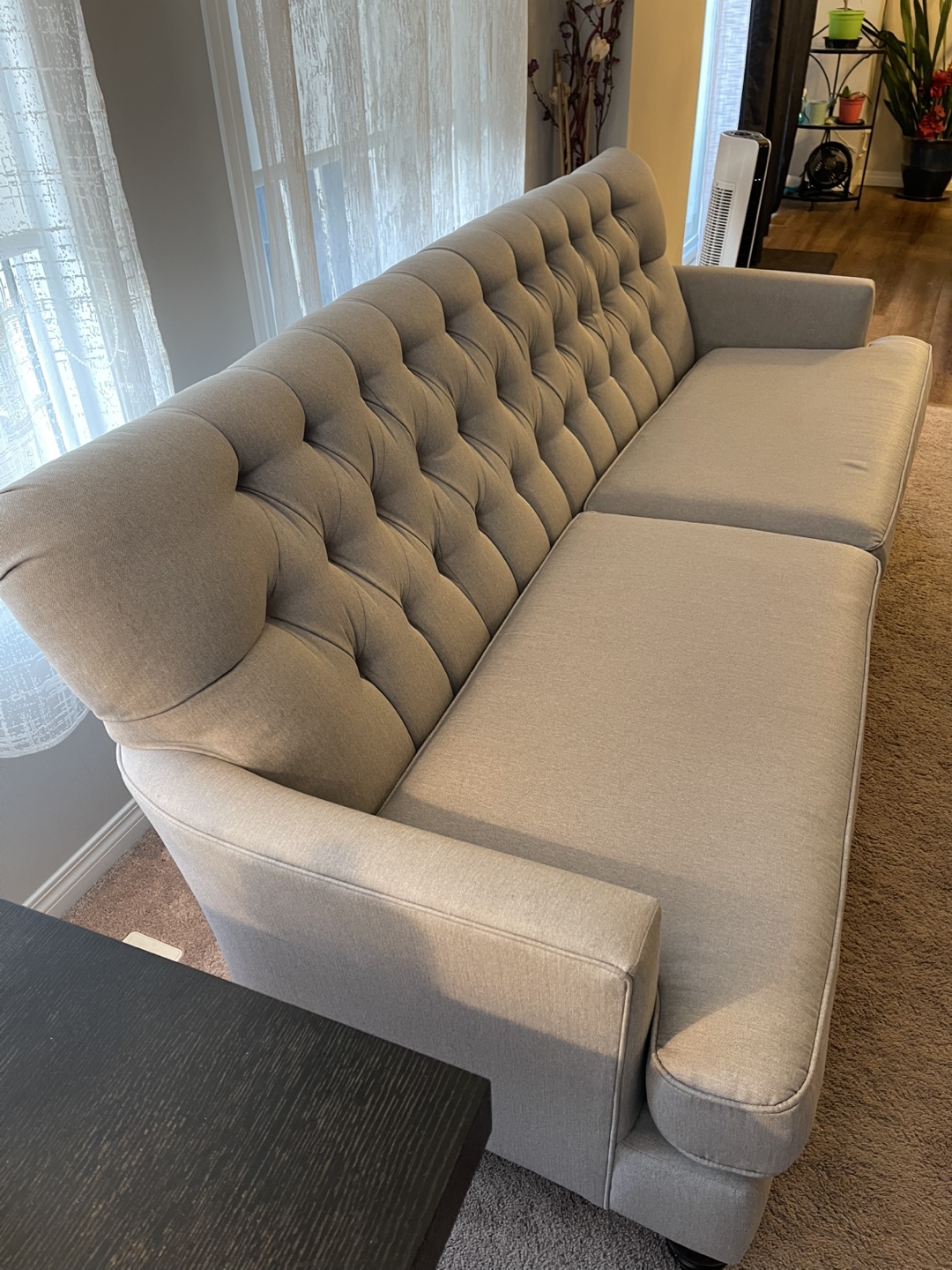Light Grey Button Tufted Sofa