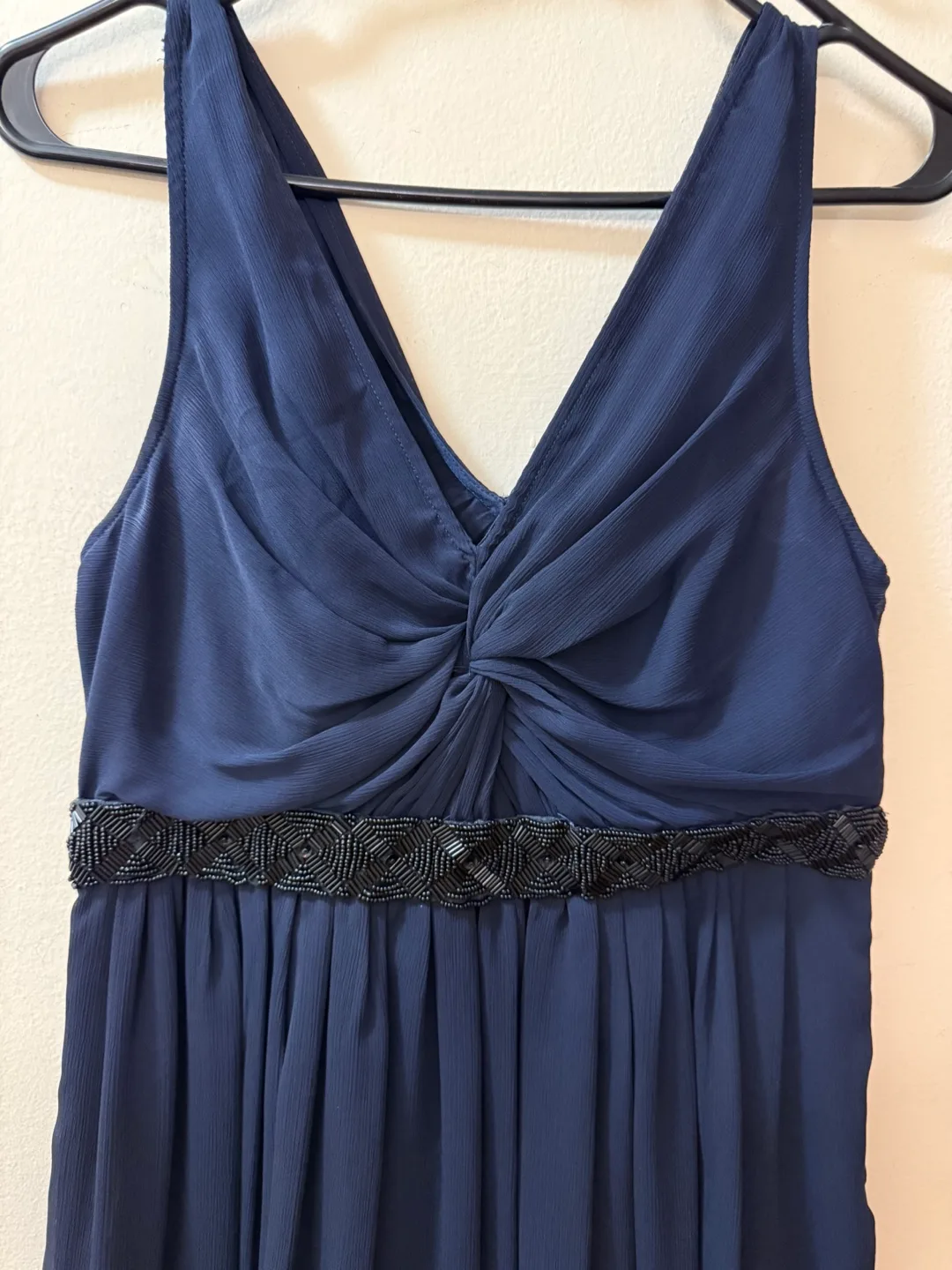 Mango Navy Blue Sleeveless Dress with Beaded Belt - US 6 image indicator(2)