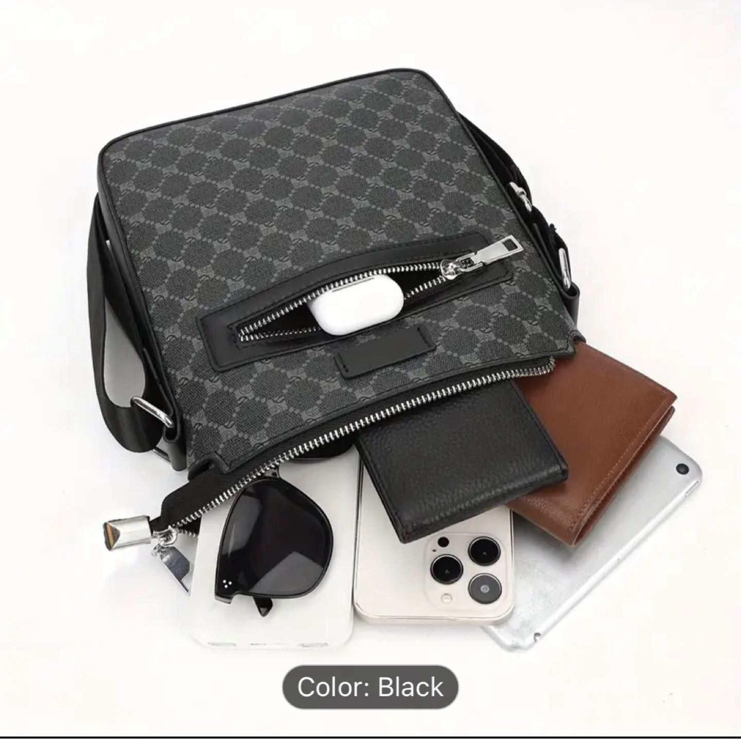 Men's Black Crossbody Bag