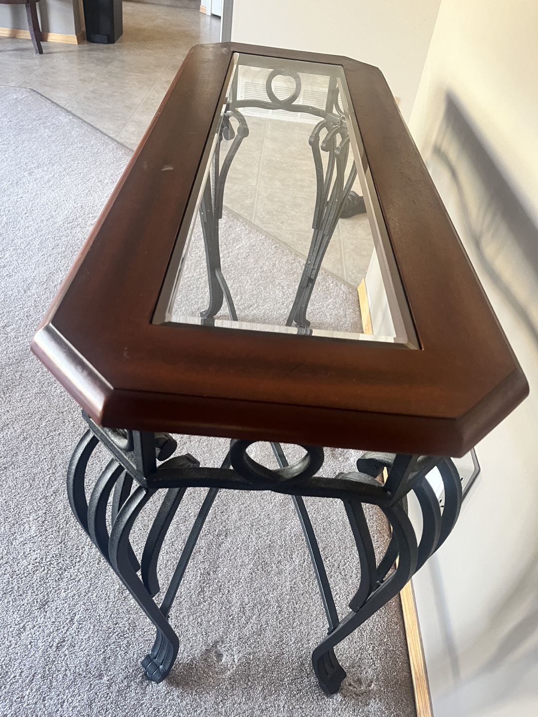 Console Table with Glass Top and Metal Frame - photo 2