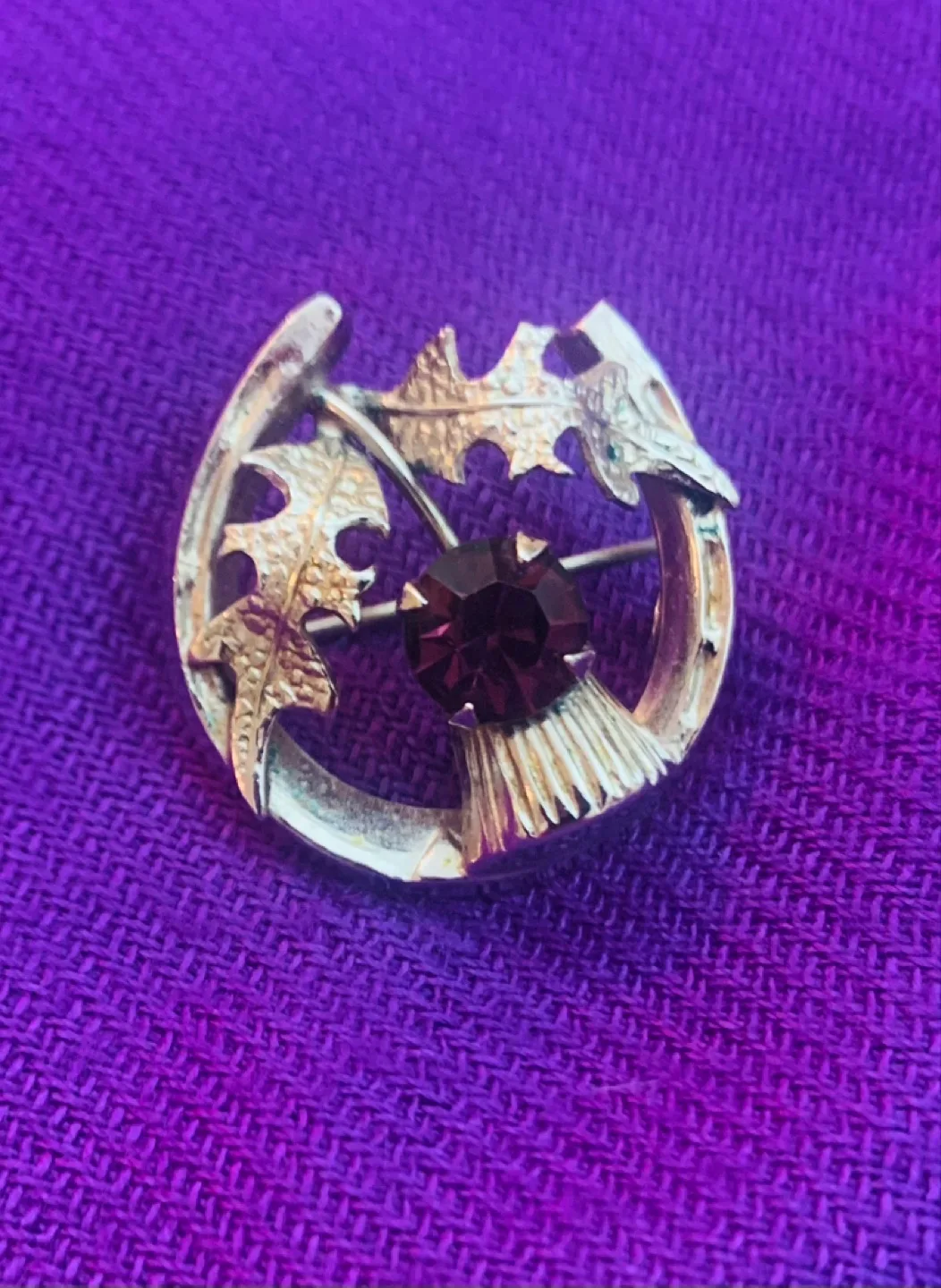 Vintage Mizpah Horseshoe Thistle Brooch image indicator(3)