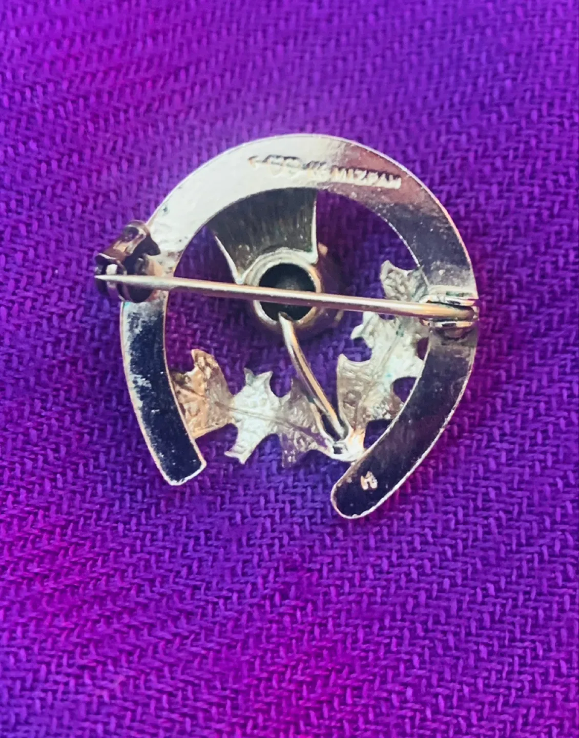 Vintage Mizpah Horseshoe Thistle Brooch image indicator(5)