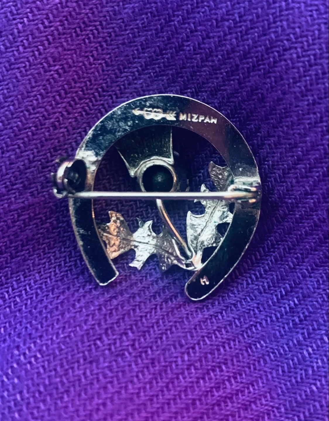 Vintage Mizpah Horseshoe Thistle Brooch image indicator(4)
