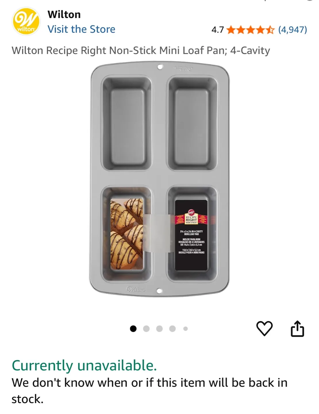 WILTON Non-Stick 4-Cavity Mini Loaf Pan image indicator(3)