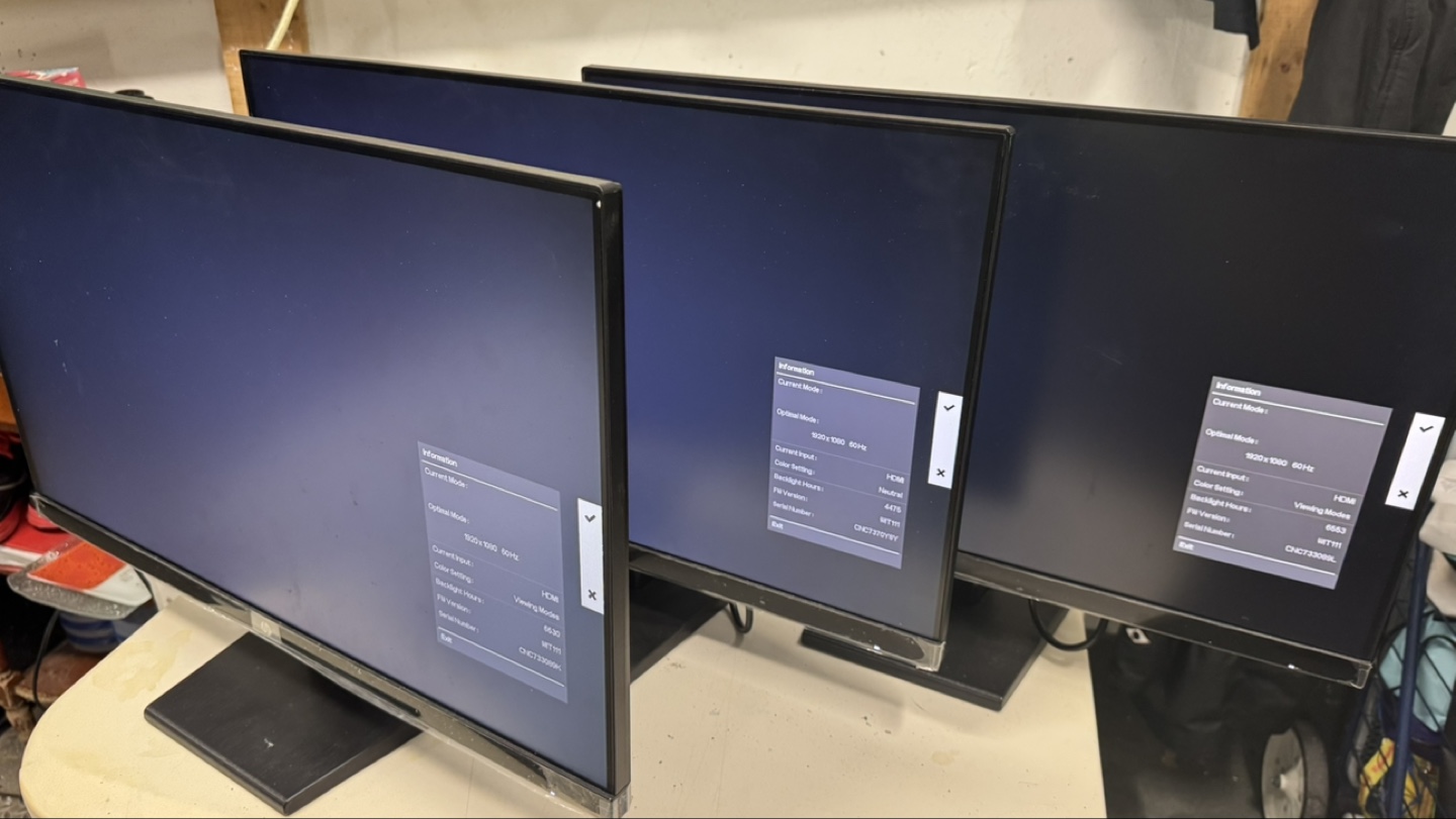 HP 27-inch LED Computer Monitor - Three Available