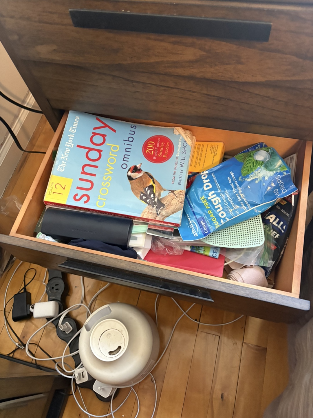 Two-Drawer Wood Nightstand with Outlets and USB - photo 3